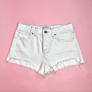 Free People High Waisted White Denim Shorts